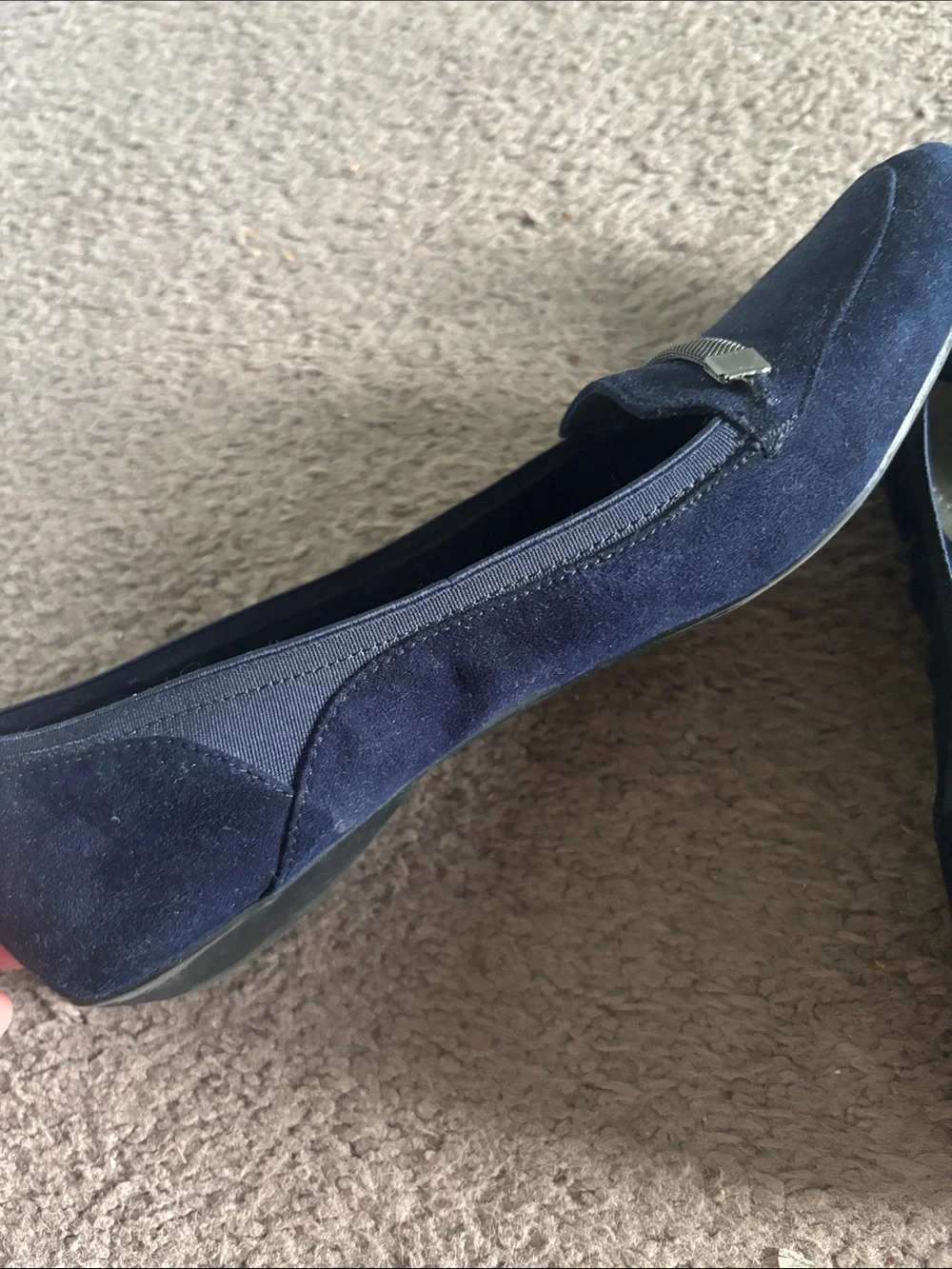 Navy Pointed Toe Loafers